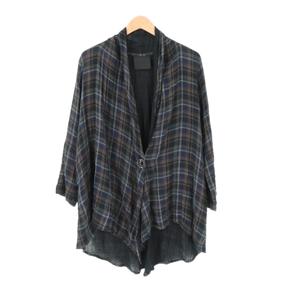 Blanque Jackets & Blazers - Blanque Oversized Lagenlook Gauzy Plaid Jacket Topper L XL 0